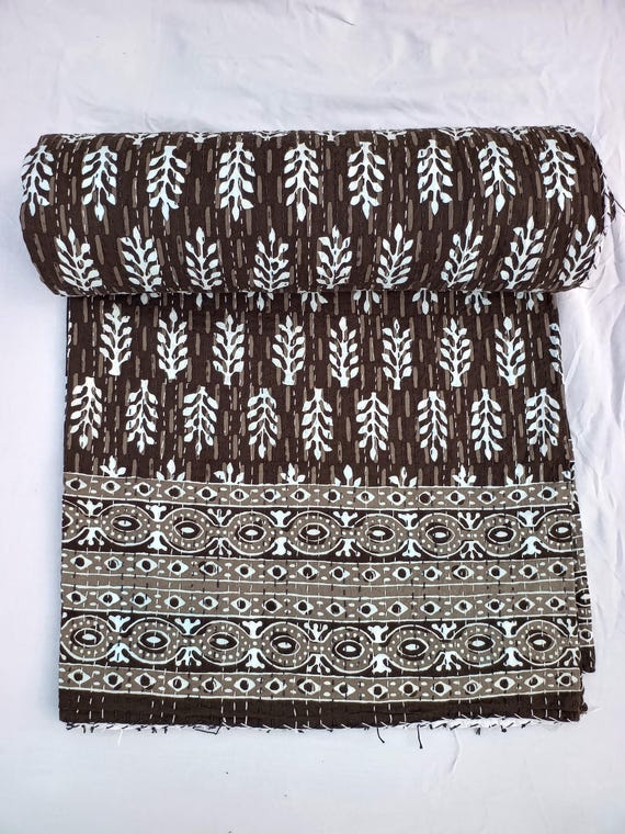 Ajrak or Ajrakh is a unique block printed textile. It displays special traditional designs and patterns Ajrak Vintage design kantha quilt