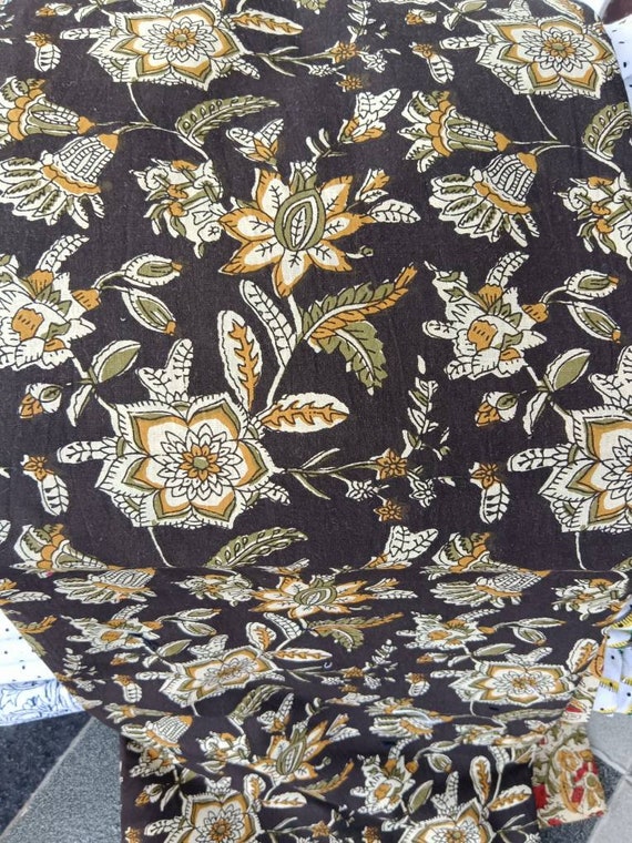 Hand Block Printed Cotton Fabric | Lightweight Upholstery Fabric | Soft Cotton for Kid's Crafting & Preppy Room Decor | DIY Sewing Material