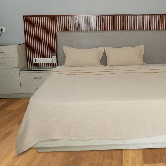 Winter Warm Quilt Cotton Batting Quilt: Handmade Jaipuri Razai Kantha, Queen Size 2 Pillow Cover Free