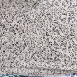Premium Beige Floral Hand Blocked Cotton Fabric Lightweight Block Printed Fabric for Upholstery, Kids&#39; Crafting & Preppy Projects Room Decor