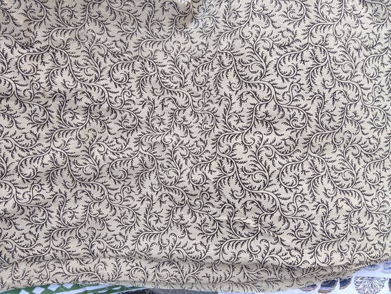 Premium Beige Floral Hand Blocked Cotton Fabric Lightweight Block Printed Fabric for Upholstery, Kids' Crafting & Preppy Projects Room Decor