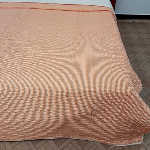 Handmade Indian Reversible Cotton Batting Jaipuri Quilt Striped and Solid Soft Cotton Kantha Quilt Warm Jaipuri Cotton Filled Batting quilt