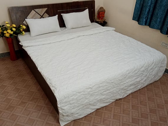 Premium Bed Decor Blankets, Indian Quilt, Handmade Jaipuri Razai, Soft Cotton Kantha Quilt, Queen Size Bedding Blanket For Home