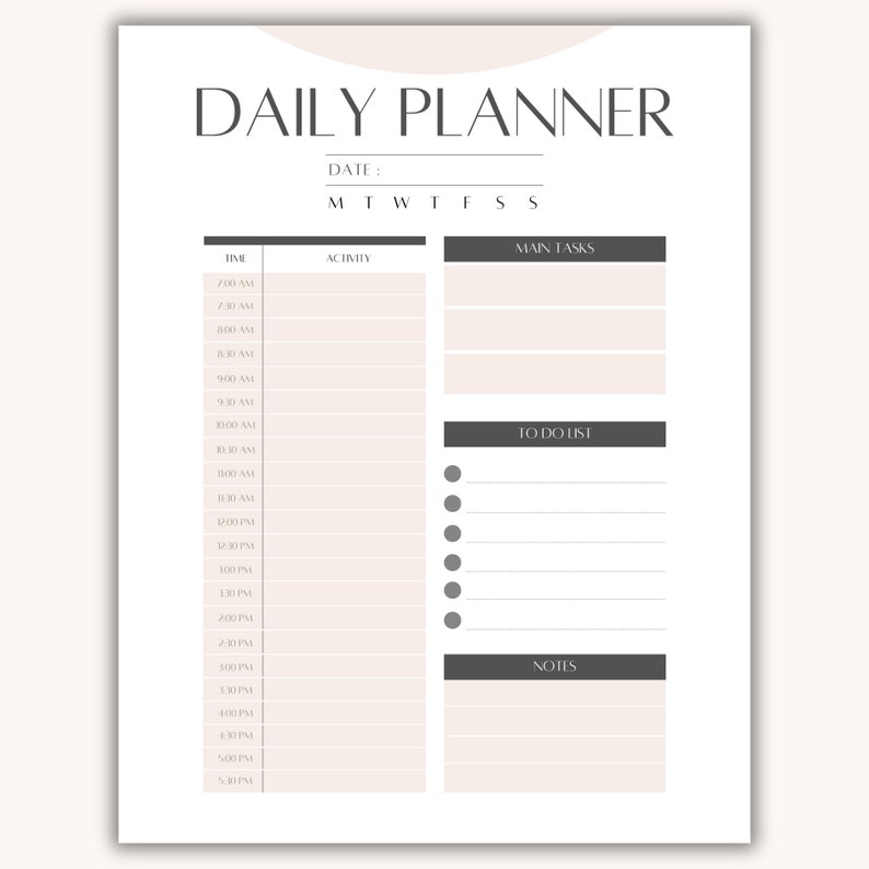Printable Daily Planner, Planner Template, Work Day Schedule, Hourly ...