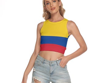 Regata sem mangas com a bandeira da Colômbia: nas cores da bandeira colombiana. Tamanhos até 6XL.