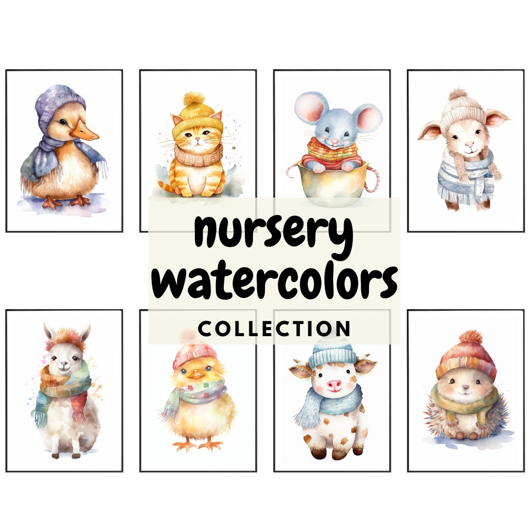 Printable Nursery Baby Animals Gallery Wall Art Set, Set of 8 Animals ...