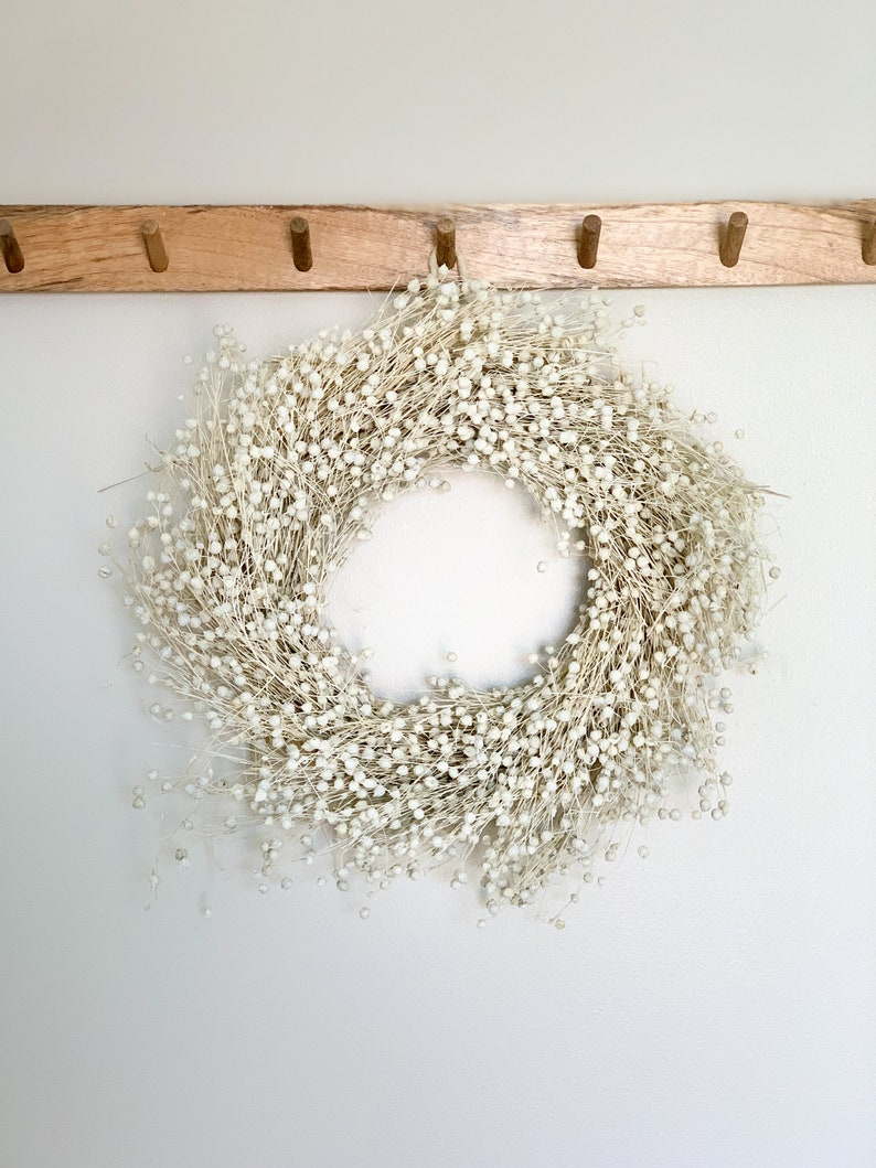 Dried Linum Wreath Dried Christmas Wreath Seasonal Wreath Dried Flowers