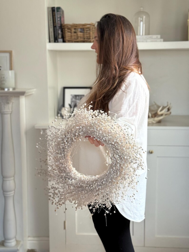 Dried Linum Wreath Dried Christmas Wreath Seasonal Wreath Dried Flowers