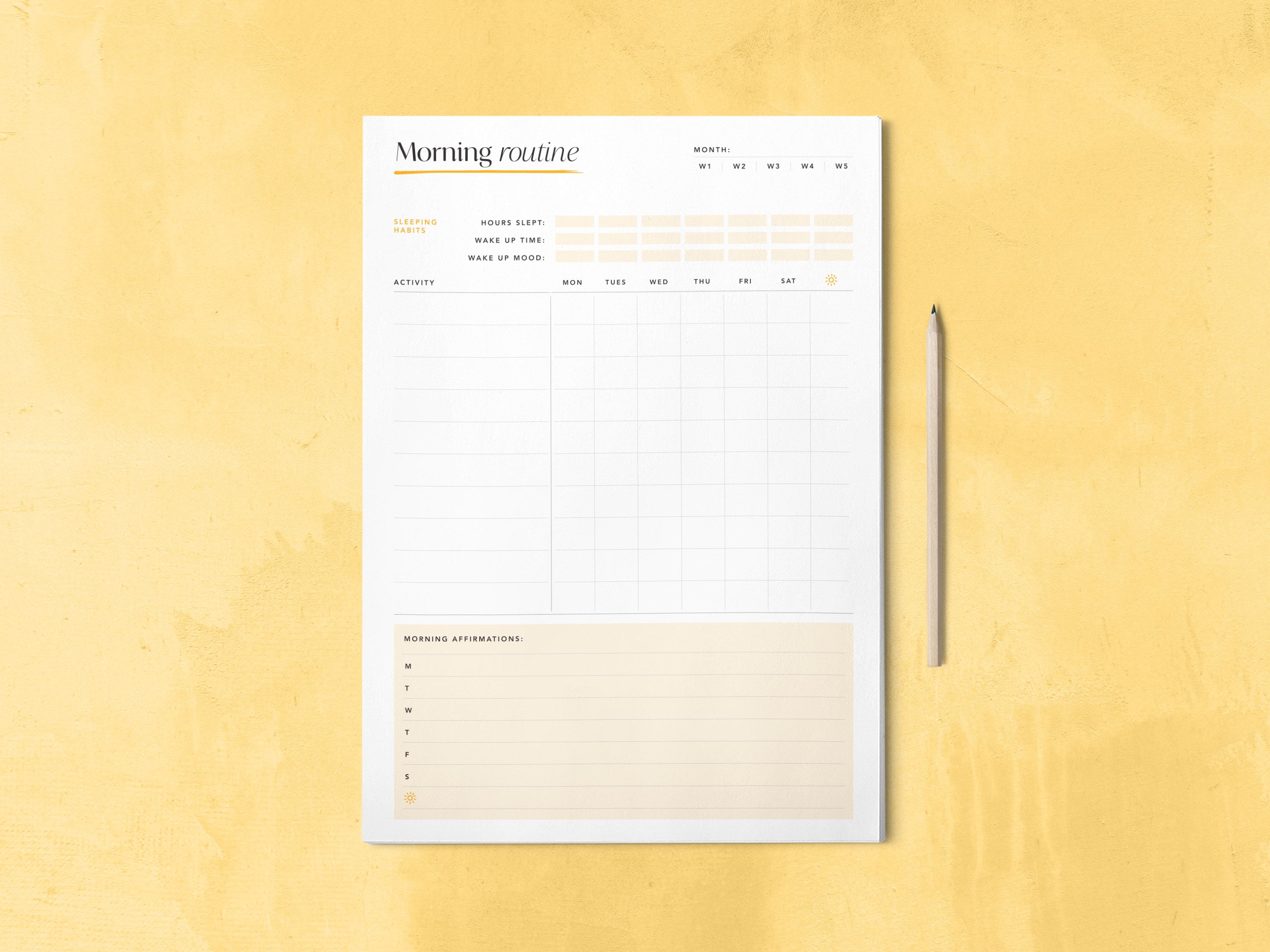 Morning Routine Printable Weekly PDF Simple Template Miracle Morning ...