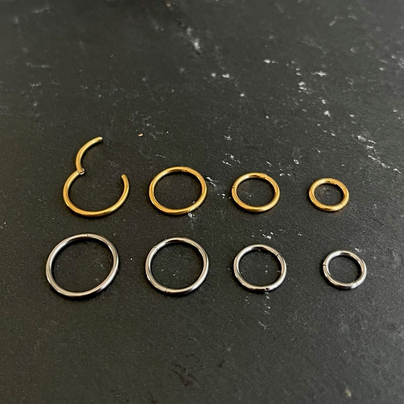 Piercing titanium click closure ring, piercing ear, helix conch tragus piercing lips piercing nose / nose ring septum etc. image 4