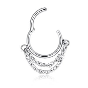 Piercing with chain made of surgical steel click lock ring piercing ear helix conch tragus nose piercing septum etc. image 6