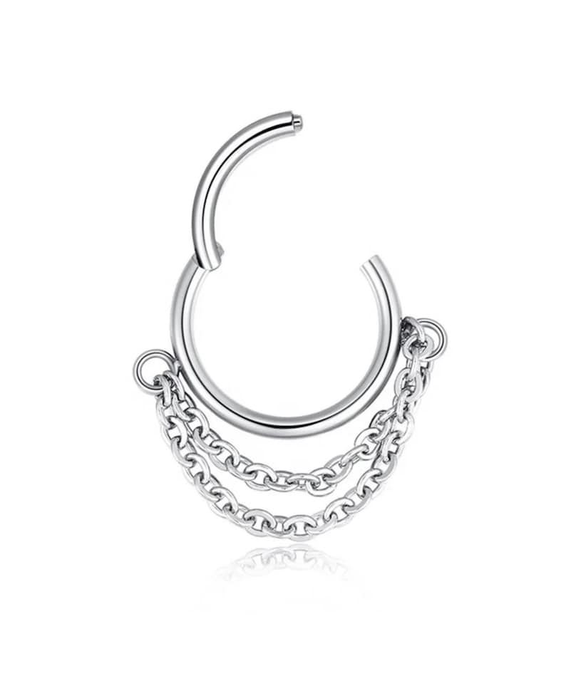 Piercing with chain made of surgical steel click lock ring piercing ear helix conch tragus nose piercing septum etc. image 6