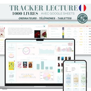 Tracker lecture ULTIME Google sheets thème pastel - 1000 livres ! Pour ordinateur, téléphone, tablette