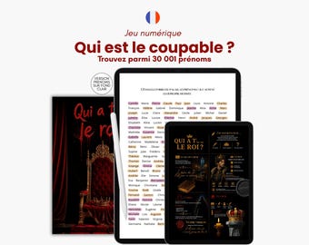 Quem é o culpado? Elimine os nomes - Livro de quebra-cabeças digital - Livro-jogo - Jogo para iPad - Versão com nomes em fundo claro