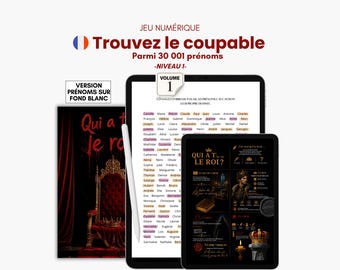 Quem é o culpado? VOLUME 1 O Rei - Elimine os nomes - Livro de quebra-cabeças digital - Livro de jogos - Jogo para iPad - Jogo de nomes
