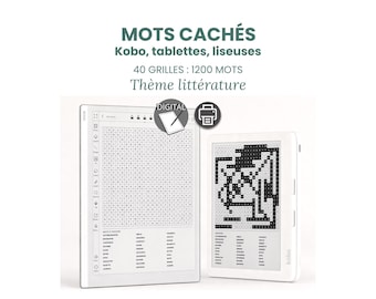 Digitaal woordzoekpuzzelboek - voor e-readers en tablets - Thema: Literatuur