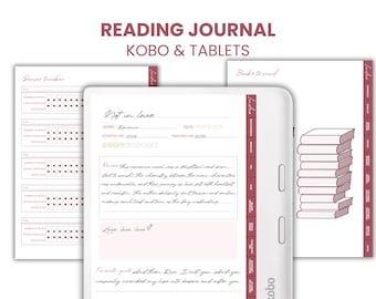 Reading journal - Kobo libra color planner - Tablet reading planner. Books challenge, reading tracker, books review