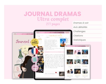 Journal dramas 277 pages (Fichier numérique) - Carnet drama - Avis séries - Drama tracker - Kdrama Cdrama Jdrama