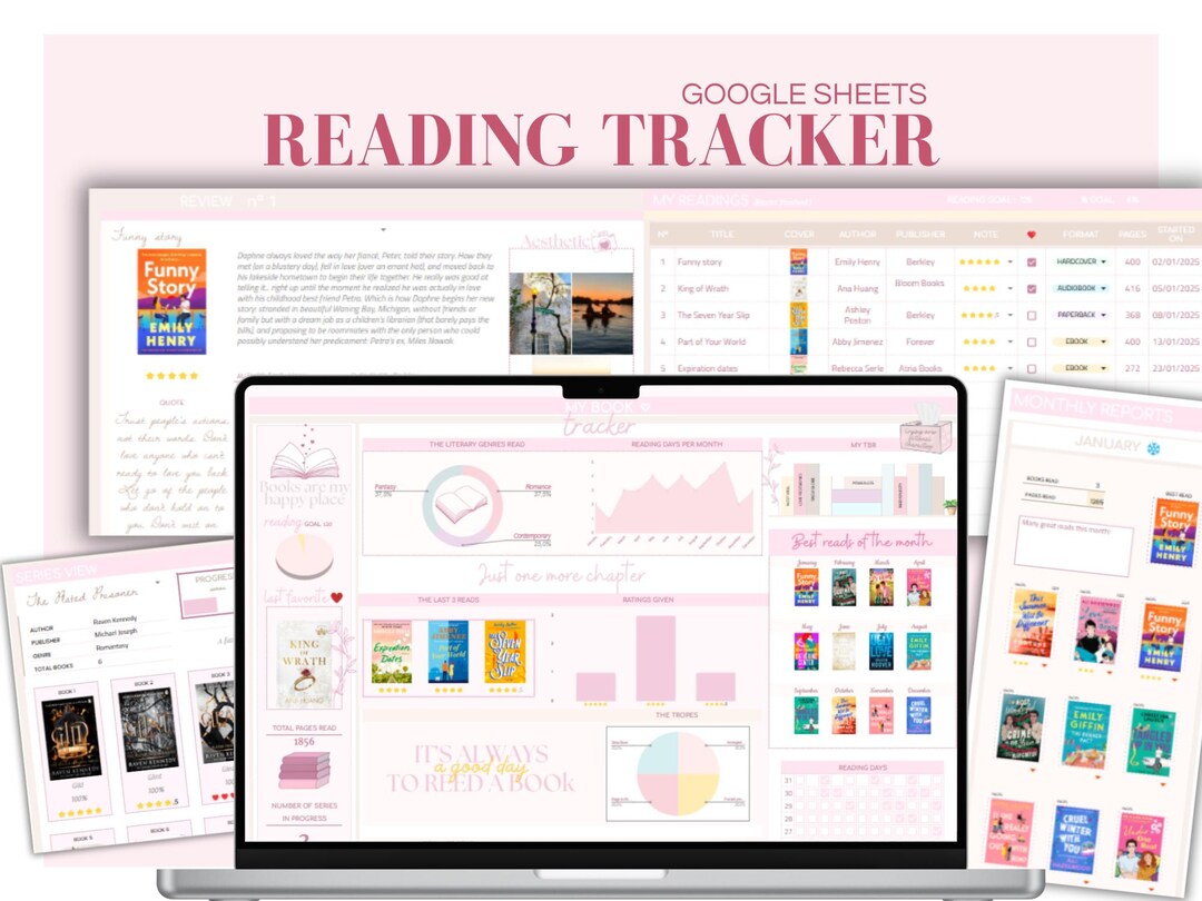 Ultimate Pink Reading Tracker Pastel Theme - Google Sheets - 1000 Books ...