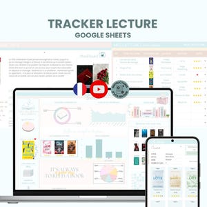 Tracker lecture ULTIME Google sheets thème pastel - 1000 livres ! Pour ordinateur, téléphone, tablette