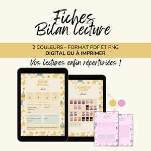 Fiches bilan lecture calendrier de lecture - Templates - disponibles en deux couleurs jaune et rose. Utilisation digitale ou à imprimer