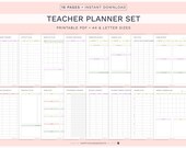 Teacher Planner Set Printable, Lesson Planner, Classroom Planner, 16 Page Lesson Plan PDF, Student Tracker, Teacher organization