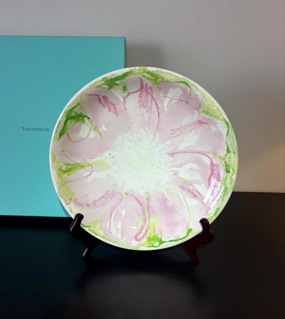 Vintage Tiffany Blossom Chop Plate, Pink Floral Platter, England