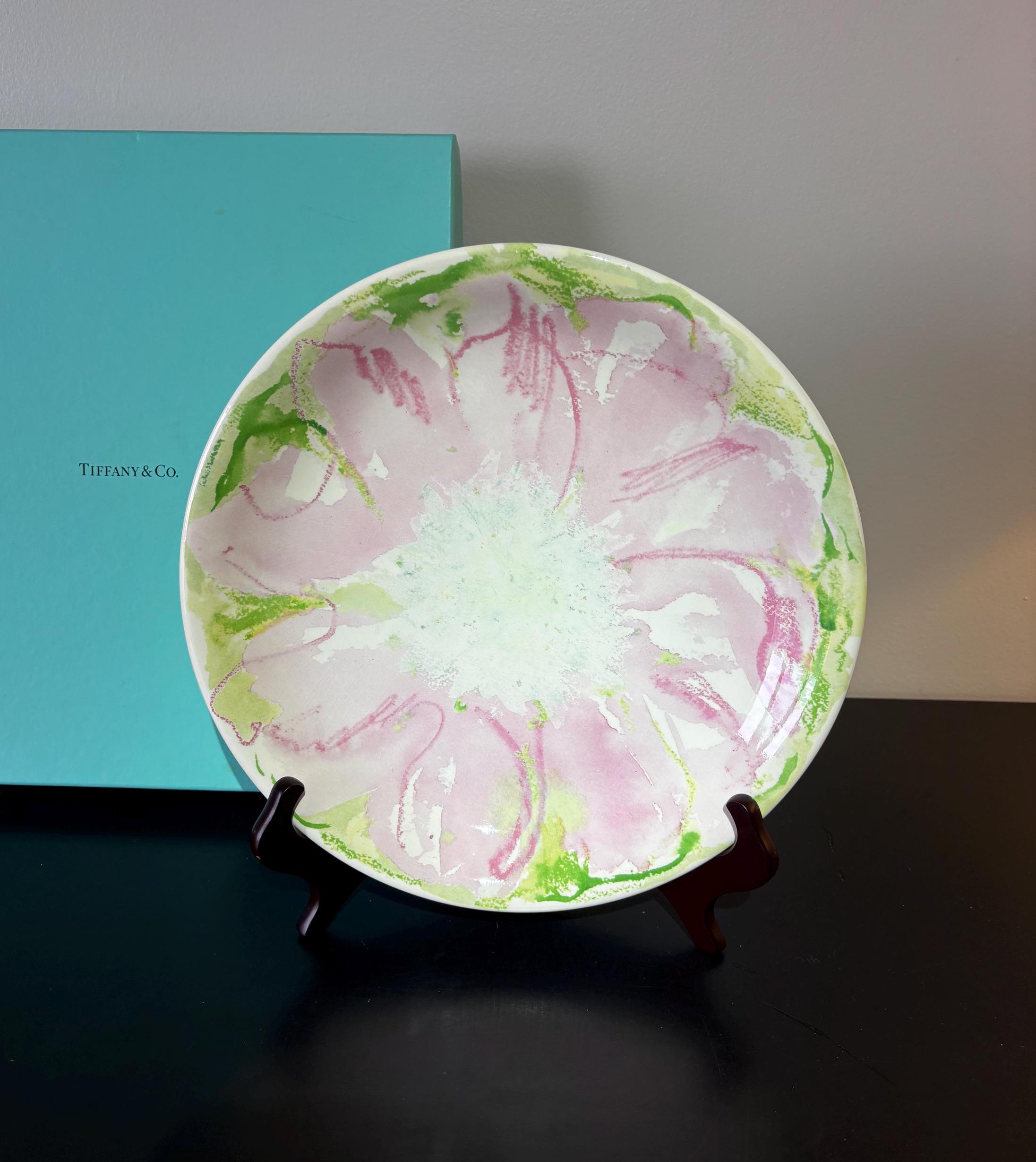 Vintage Tiffany Blossom Chop Plate, Pink Floral Platter, England