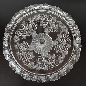 Vintage 1990s Mikasa Carmen Footed Cake Pedestal Stand, Embossed Dogwood Flowers, Frosted Leaves