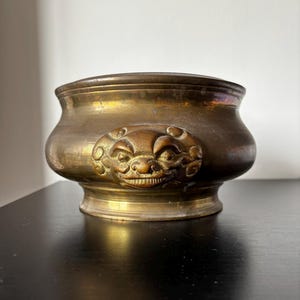 Antique Chinese Bronze Incense Censor, Foo Dog heads