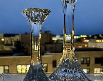 WMF 24% Lead Crystal Candlestick Holders, Pair 9" and 6.5"
