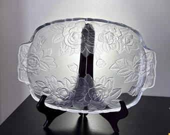 Vintage Mikasa Winter Rose Oblong Platter, Serving Tray with handles