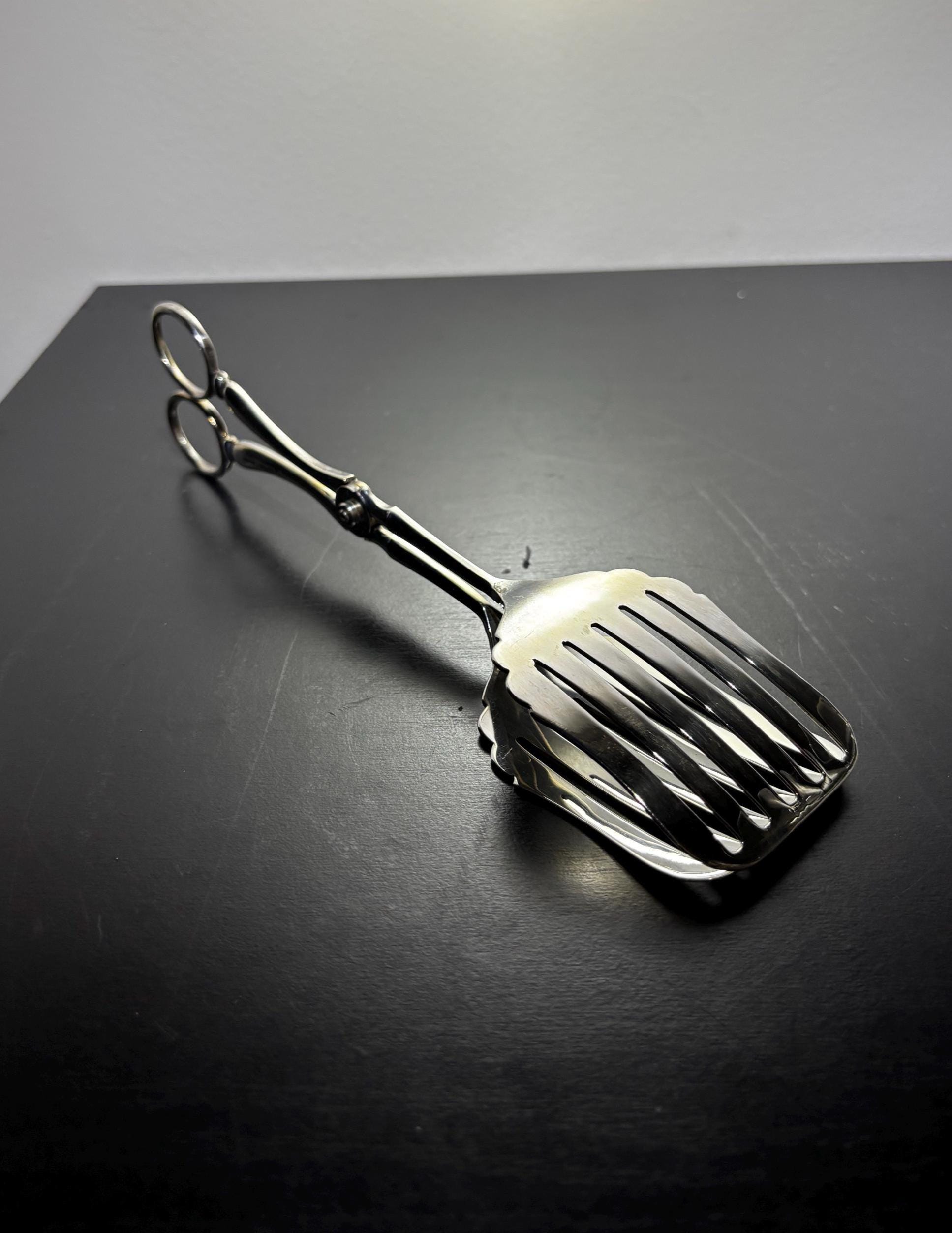 Vintage 1980s SG Silverplate Pastry Cake Tongs, Dessert serve ware, Sandwich servers, England