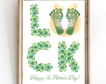 St Patricks Day Footprint Handprint Art: Keepsake Gift (Digital Download)