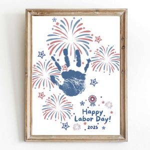 Arte con le impronte delle mani per la Festa del Lavoro, Attività per la Festa del Lavoro, Arte con le impronte delle mani, Ricordo artigianale con le impronte delle mani, Attività per l'asilo nido, PDF stampabile per la Festa del Lavoro