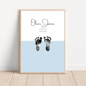 Personalized Baby Footprint Art: Minimalist Pastel Keepsake (Digital Download)