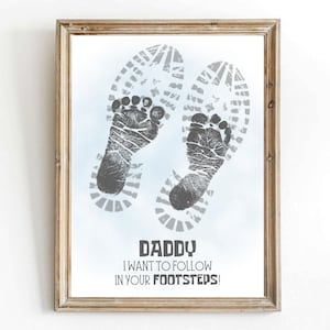 Cartão-presente para o dia dos pais, papai, quero seguir seus passos, impressão de mão, pegada, artesanato, lembrança, pai, do bebê, papai, novo pai