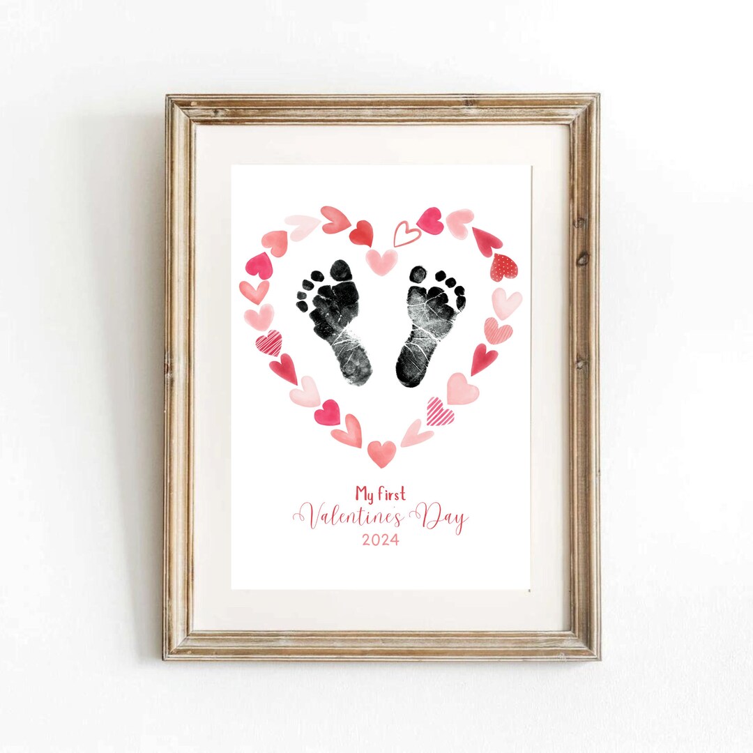 My First Valentine's Day Footprint Art Printable Valentine's Footprint
