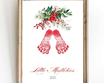 Arte com pegadas de visco: a primeira lembrança de Natal do bebê (Download digital)