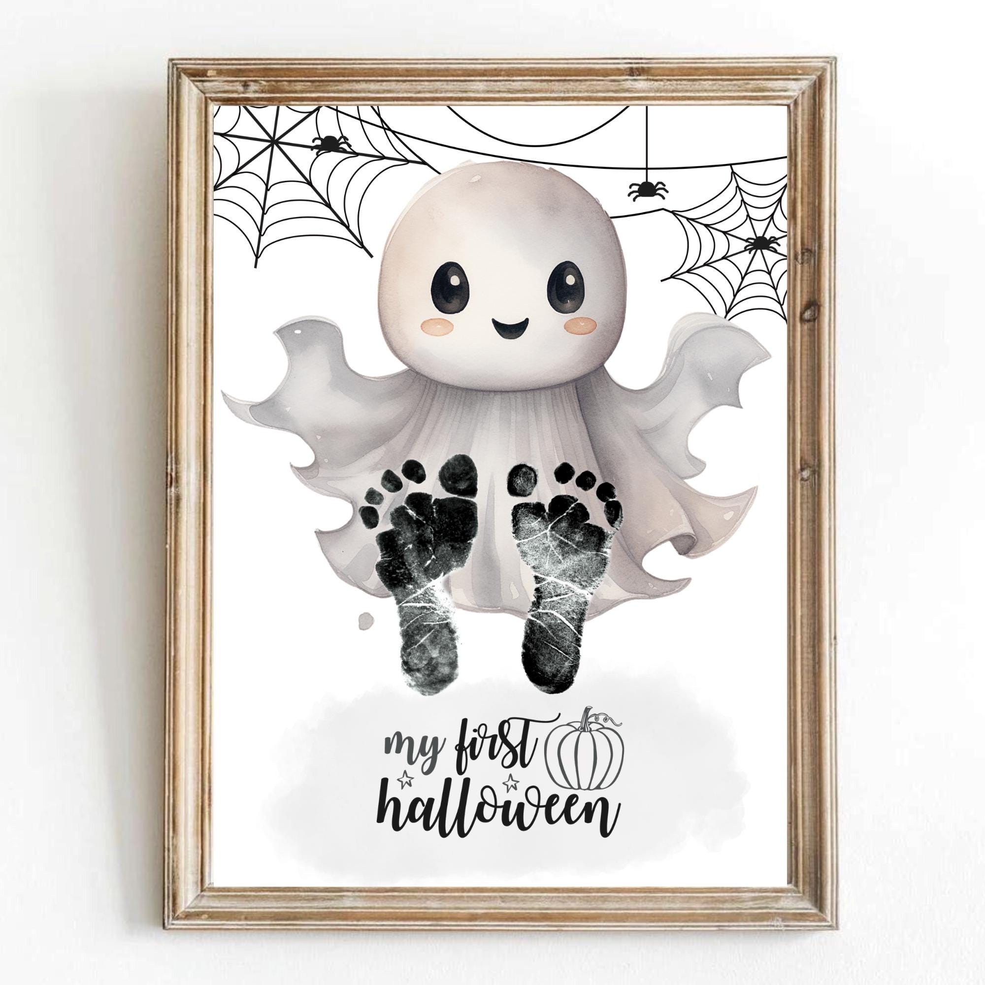 My First Halloween Footprint Arts and Craft Keepsake, Printable Baby's First Halloween Craft idea for babies, DIY My 1st Halloween Keepsake
