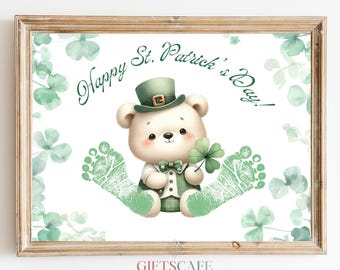 Créations artistiques pour la première empreinte de pas de bébé pour la Saint-Patrick : souvenir DIY (téléchargement numérique)