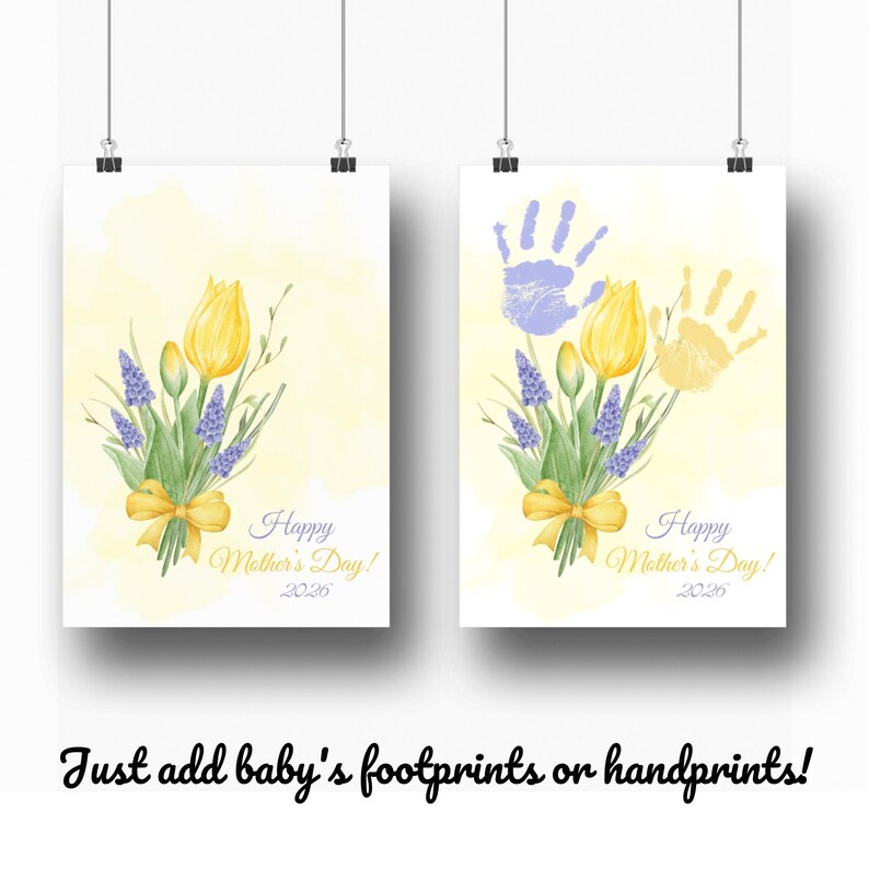 Kids Handprint Mother’s Day Printable Flower Bouquet Craft Keepsake ...