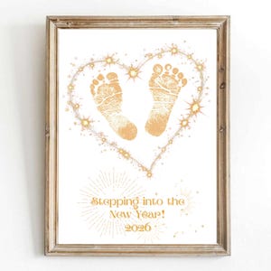 Frohes neues Jahr 2025 Kunst, Neujahrsaktivität, Fußabdruck Handwerk Andenken, Baby Handabdruck Kunst Geschenk, Kleinkind Vorschule DIY Aktivität