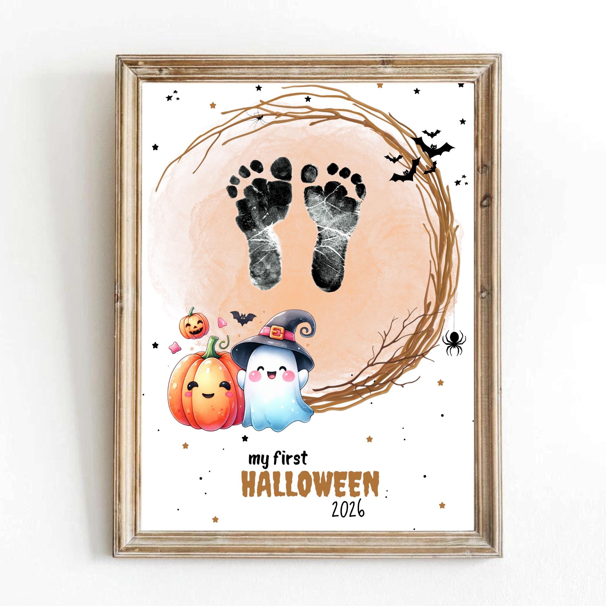 My First Halloween Baby Footprint Template Craft - Spider Pumpkin…
