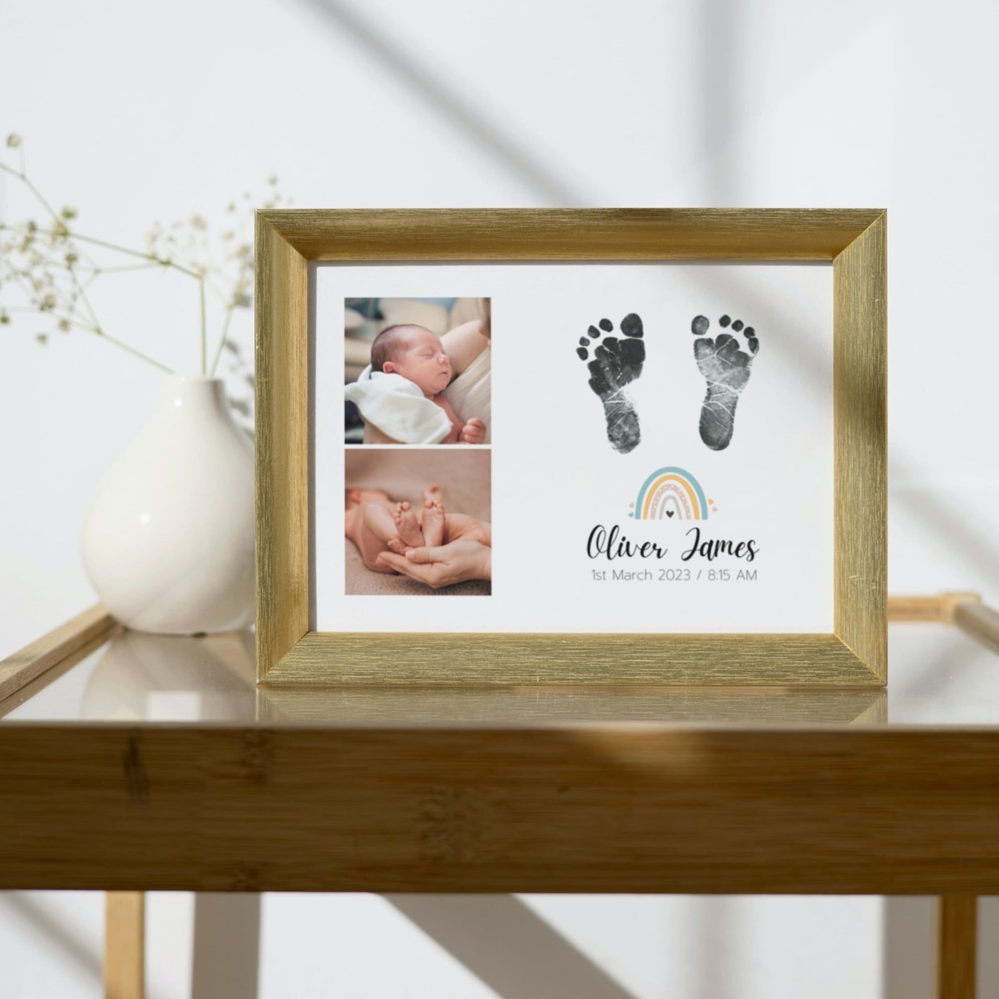 Baby Footprint Kit Newborn Footprint Frame Baby Name Reveal First Footprint  