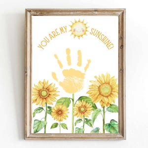 Impressão de mão para impressão Você é meu raio de sol Dia das mães mãe avó modelo de arte de impressão de mão bebê crianças criança girassol lembrança presente