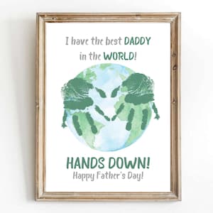 World's Best Dad Handabdruck Geschenk zum Ausdrucken, Best Dad Hands Down Zeichen Vatertagsgeschenk von Kleinkind Tochter Sohn Baby Kinder Vater Geburtstagsgeschenk