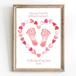 Empreinte souvenir du bout des pieds de la pointe des pieds Ma première empreinte de pas de la Saint-Valentin Coeur d'amour Empreinte de la main DIY Artisanat Art Bébés enfants