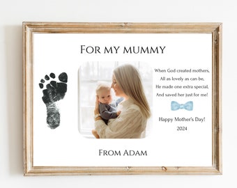 Poème des mères imprimable cadeau pour la fête des mères, art numérique de l'empreinte de bébé, cadeau de bébé avec photo