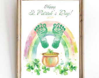 Impression artistique de la première empreinte de bébé pour la Saint-Patrick (téléchargement numérique)